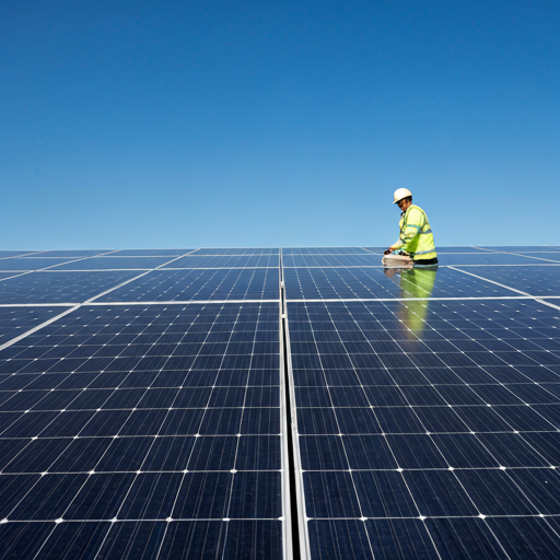 Açık gökyüzü altında güneş enerjisi santrali
