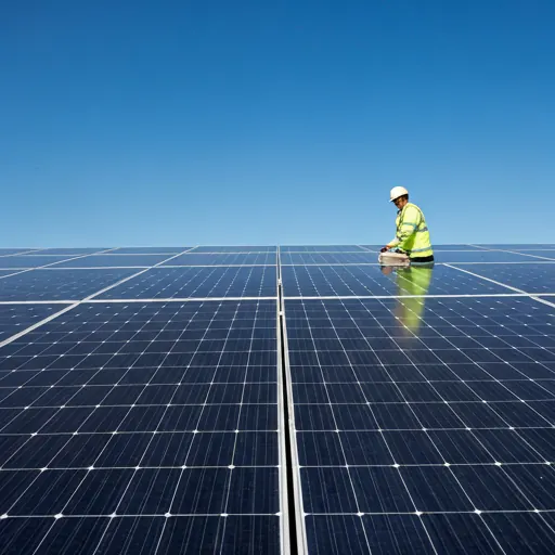 Açık gökyüzü altında güneş enerjisi santrali