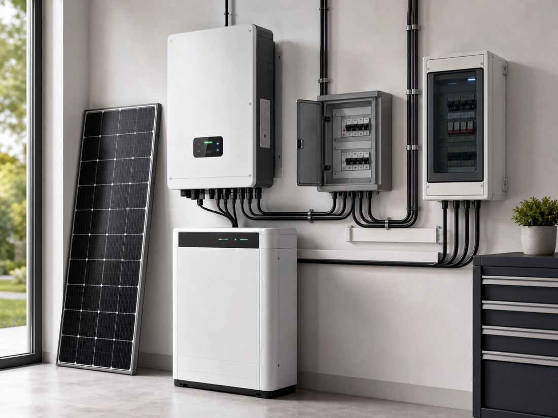 Hibrit inverter, batarya ve solar ekipmanların bulunduğu teknik alan